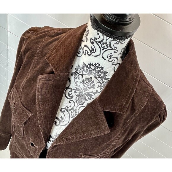 JKLA Corduroy Jacket Womens Cotton Stretch Brown US M Preppy Office Siren - Picture 2 of 13